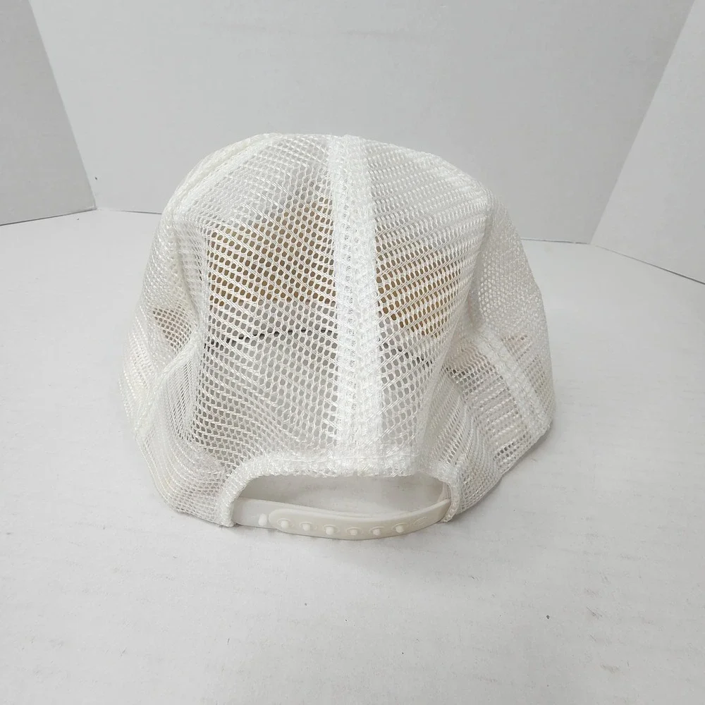 VTG Jif Peanut Butter Presents Mr Pringle's Cap Trucker Snapback Hat White Mesh